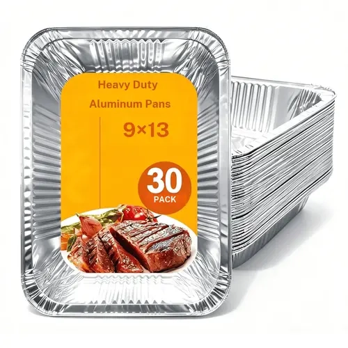Aluminum Foil Pans 9x13 Disposable – Half Size Aluminum Foil Heavy Duty deep Steam Table Pan, Tin foil Turkey Sheets Tray Chafing Grill Accessories for Cooking, Baking, Storing, Food Prepping