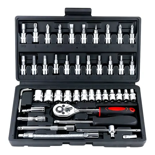46PCS Tool Kit, Ratchet Wrench & Socket Wrench Set, Multi-Functional DIY Hand Repair Tools, Universal Hardware Tool Set for Car, Bicycle & Household Maintenance toolupgrade