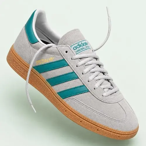 Adidas Handball Spezial Grey Pure Teal Gold Fashion Sneaker New