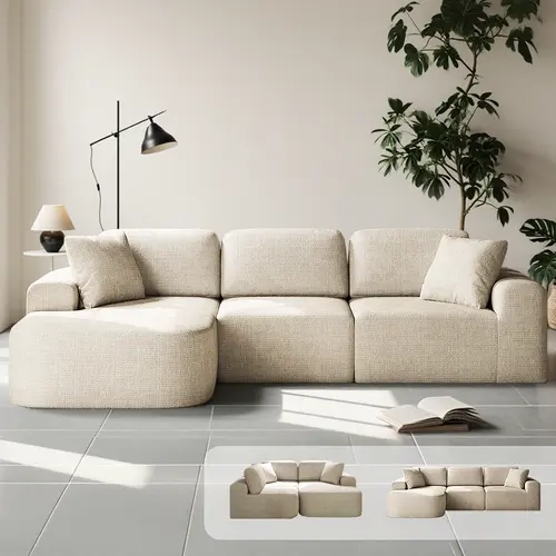 【Black Friday】Dowinx 107" Modular Sectional Sofa with Chaise, No Assembly Required Modern Boucle Couch, Convertible L-Shaped Sectional Sofa for Living Room, Deep Seat Cloud Couch