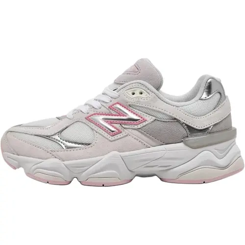 New Balance 9060 Women's Retro Athletic Shoes - Pink with Metallic Accents, White, Youth Fit, Trending Casual Wear Women's Sneakers for Walking, Gym, Multi-Size