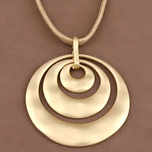 Women's Matte Gold Oversized Hollow Geometric Statement Necklace - Chunky Thick Chain, Large Abstract Pendant, Bold Design, Metal Coating Vintage Costume Jewelry for Daily Wear, Party Gift