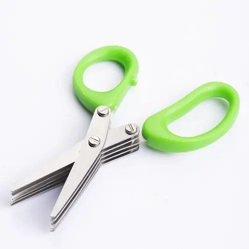 Stainless Steel 5 Blades Scallion Cutter Scissors, Multi-Layer Sharp Kitchen Herb Shears for Chopping Chives Cilantro Seaweed Chili, Safe PP Handle Easy Clean Multipurpose Food Cutting Scissors for Home Cooking