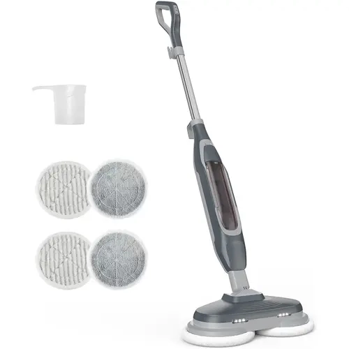 Sweetcrispy Electric Steam Mop - All-in-1 Household Steam Cleaner with Rotating Pads, 2 LED Lights, 4 Cleaning Modes, Swivel Steering, 16.4 FT Cord, 13.5oz Capacity, Deep Clean for Hardwood & Tile