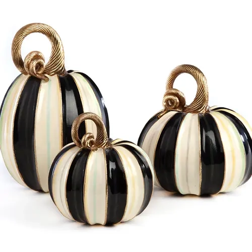 MacKenzie-Childs Set of 3 Elegant Stripe Pumpkins