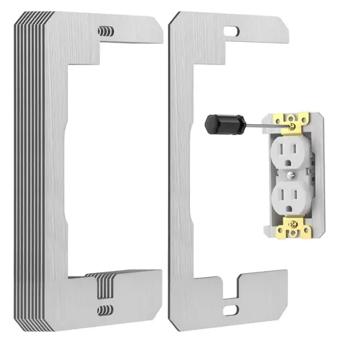 GJANSH 10 Pcs Wall Plate Spacer,Spacers for Electrical Outlets, Metal Flush Fit Device Leveling Plates for Electrical Outlet Repair, Fix Loose Outlets and Electrical Boxes toolupgrade