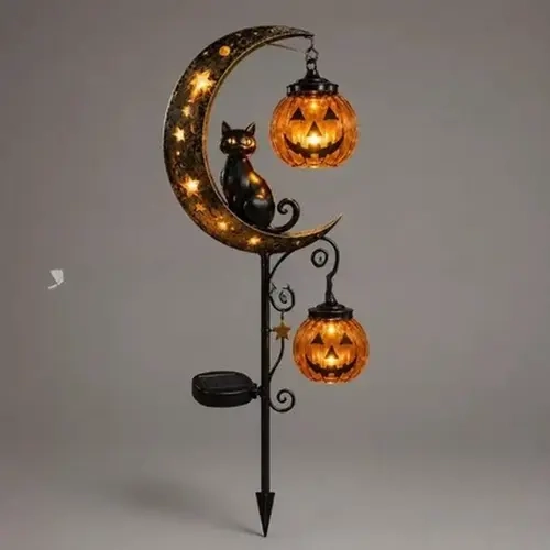 Solar-powered garden light Halloween black cat pumpkin garden ground light outdoor waterproof garden decoration