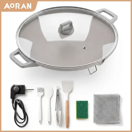 AORAN LIVE XL Smokeless Electric Grill Pan - XL Size Cookware, Large Capacity, Convenient, Efficient, Ideal for Family Meals, Kitchen Upgrade, Limited Time Deal, TikTok Shop Back to School, Convenience, Smokeless Indoor Grill, Extra-Large
