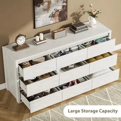 【Garvee】Wide Modern Wood Bedroom Dresser with 14/9/7 Drawers, Furniture for Living Room & Apartment, Large Storage Organizer Cabinet - Multiple Packages