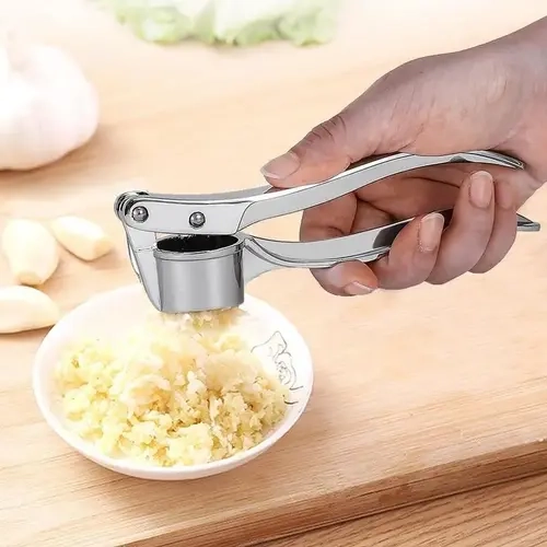 Solid Metal Manual Garlic Press, Heavy-Duty Stainless Steel Kitchen Gadget, Easy Squeeze & Clean Tool for Ginger, Cooking Prep and Home Kitchen Use, Manual Press