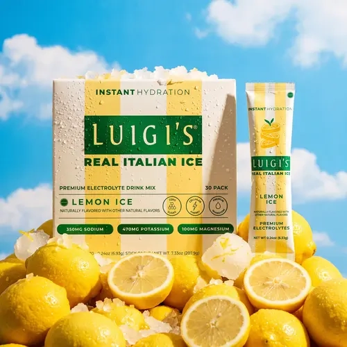 NEW Instant Hydration - LUIGI'S Lemon Italian ice -Daily Electrolyte Powder Stick, 30pk - Zero Sugar Drink Mix Packets, Electrolytes and Minerals, Magnesium, Potassium