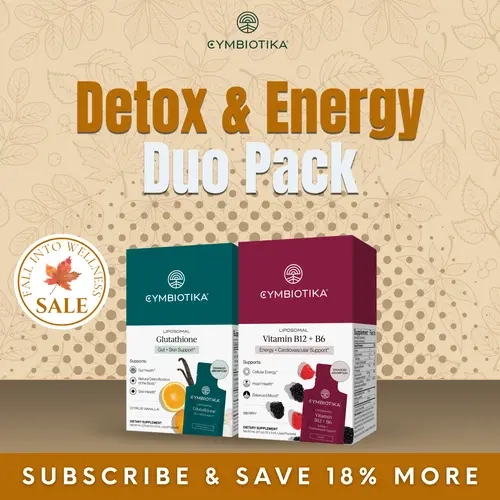 Detox & Energy Duo Pack | 12*2 Packets | Liposomal Glutathione + Vitamin B12 & B6 | Antioxidant Detox, Skin Brightening & Sustained Energy | Methylated B Vitamins & Master Antioxidant Blend