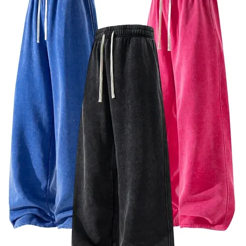 Men’s solid-color straight-leg casual pants available in 1-, 2-, or 3-pack options, featuring an elastic waistband with stretch and side pockets; the fabric is soft and breathable.It is very suitable for wearing at work, for relaxing at home, and during o