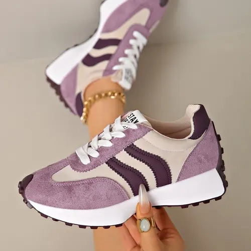 Women's Fashion Thick Sole Sneakers, Casual Comfortable Textile Upper Walking Shoes for Daily Wear, All Seasons Wear