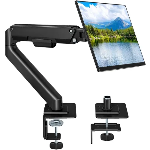 PEGZONE Single & Dual Monitor Arm, Gas Spring Adjustable Monitor Mount for Up to 32" / Max 19.8lbs Screens, with Desk Clamp & Grommet Base