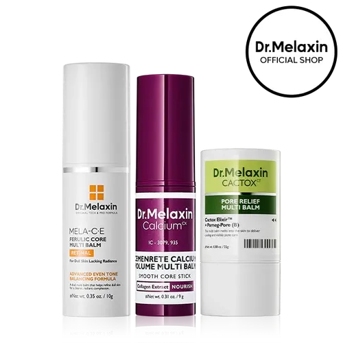 [Dr.Melaxin Official] Multi Balm Trio Set, Mela-C·E Ferulic+Calcium Volume+Cactox Pore Relief, Retinal, Collagen, Dark Spot Brightening, Wrinkle Firming, Pore Care Stick