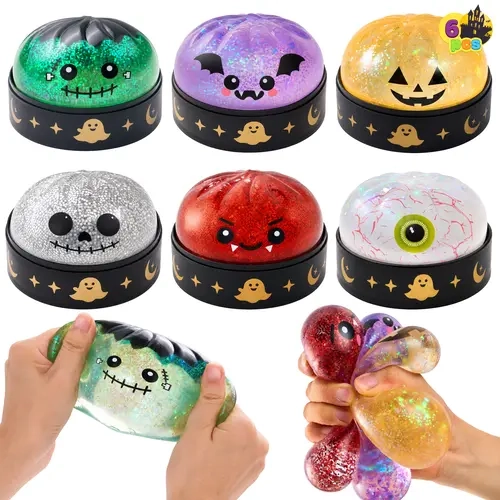 Halloween Dumpling Stress Relief Toys, 1pcs/3pcs/6pcs/12pcs with Steamer Storage Boxes,Slow‑rebound maltose squishy toys, ideal for Halloween party gifts, featuring grimace pumpkin and little devil designs，12pcs Mini Dumpling(5cm）