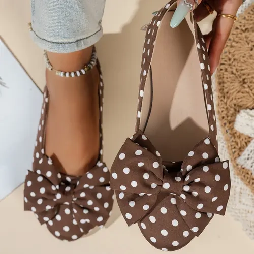 Women's Fashionable Flats, Retro Polka Dot Slip-On Shoes with Cute Oversized Bow, Comfortable Casual Footwear for Everyday Wear, Slip Ins Shoes