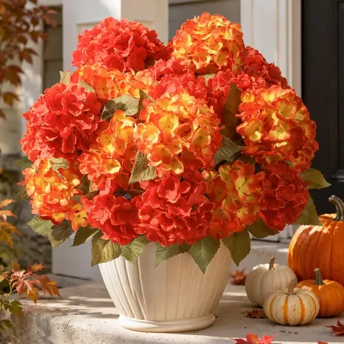 Ivydale 4 PCS Outdoor UV-Resistant Artificial Silk Hydrangea Flower Stems with Hydrangea Bloom, Realistic Look Faux Plants for Home Wedding Party Decor Bouquets Centerpieces