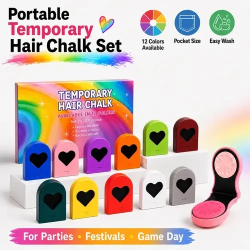 6/12 Bold Vibrants Temporary Hair Chalk Dye, Easily Washed Pocket-Size Haircare, Washable Color Makeup for Events & Fun, DIY Hair Styling