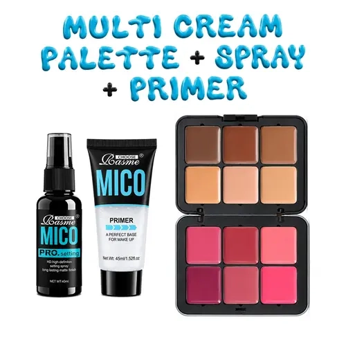 12-Shade Multi-Use Cream Makeup Palette Set, Glam Makeup Set, Cream Blush Contour and Concealer Kit with Face Primer and Long-Lasting Setting Spray, Beauty Sets