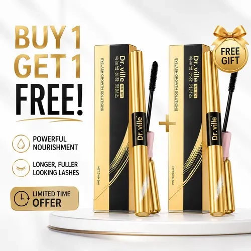 【Buy 1 Get 1 Free Bundle】Dr.ville Dual-Ended Dual-Brush 2-in-1 Adjustable Cosmetic Mascara, Lengthening, Volumizing, Waterproof, Smudge-Proof, Lightweight Daily Wear Makeup with Strong Stay Power for Natural & Bold Lash Looks, Brush-On