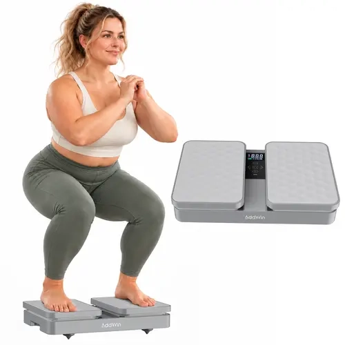 AddWin Vibration Plate Exercise Machine 330 lb Capacity, Portable Home Workout Platform with Remote Control, 6 Modes, 4 Intensity Levels, Rechargeable Battery