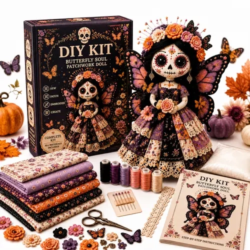 Halloween DIY Sewing Craft Kit, Patchwork Hand Sewing Art Set, Complete Craft Materials, Creative Halloween Home Decor Supplies, Relaxing Handicraft Project for Adults
