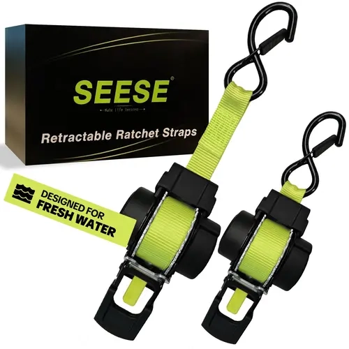Sturdy Retractable Ratchet Straps, 1 in × 11 ft, 1550lb Break Strength, One-Step Retraction - Ideal for Truck, Trailer, UTV and Motorcycle Cargo & Luggage Securing toolupgrade