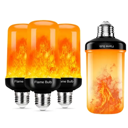 DEBAOBULB 3-Watt LED Flame Effect Bulb - Flicker Effect, 4 Modes, Upside Down Fire, Plastic Body, E27/E26 Base for Outdoor Porch Halloween Decorations, Romantic Holiday Lighting