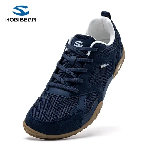 HOBIBEAR Men's Athletic Footwear - Retro Unisex Sneaker, Fabric-Synthetic Leather Stitched Upper, Breathable Mesh, Anti-Slip Rubber Sole, Training & Outdoor Commute Shoes