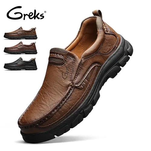 GREKS Men's Casual Hands-Free Loafers - Classic Moccasin Design, Round Toe, All-Season Padded EVA Cushioned Footbed, Breathable, Non-Slip Rubber Sole, Walking Shoes for Daily Driving & Office Wear, Hands-Free Slip-In Loafers,outdoorfun