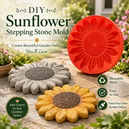 Reusable Sunflower Concrete Mold - Handmade Stepping Stone Mould for Garden Patio Pathway, Outdoor Yard Lawn Decor, Backyard Landscaping DIY Craft
