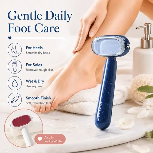Dual-Sided Foot Callus Remover with Replaceable Stainless Steel Blade, Manual Foot Scraper for Removing Dead, Hard and Dry Skin from Heels and Soles, Portable Pedicure Tool Manicure Nail