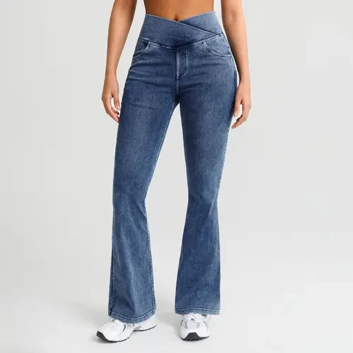 BRXL 【Discount for live】Women's High-Waisted Crossover Jeggings Stretchy Denim Leggings with Back Pockets V Cross Waist Design for Tummy Control and Flawless Fit  #Summervibes #beachoutfit #summer outfits #4th of july outfits -BRXL-1