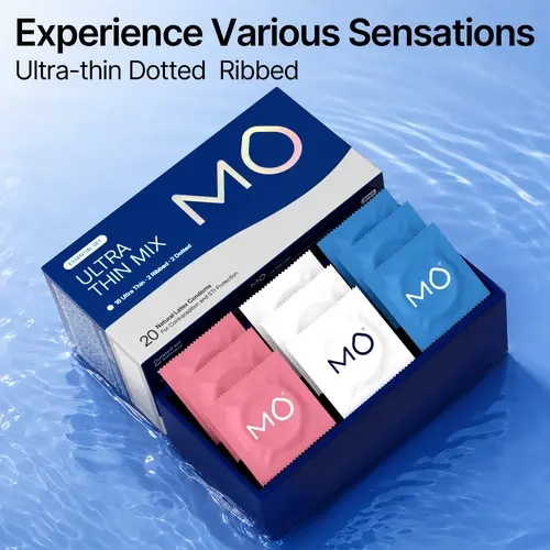 MO SohoChic Trio Bundle Variety Pack Women's Natural Latex Condoms - 20 Pcs Textured Mix, Universal Regular Fit, Ultra Thin/Ribbed Dot, pH Balanced, Everyday Use Protection, Free 3-Day Shipping