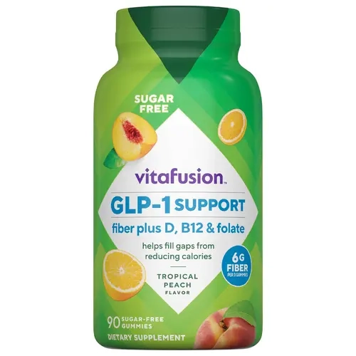 [Vitafusion] GLP-1 Support - Fiber plus D, B12 & Folate - Tropical Peach Flavor - 90 Sugar Free Gummies