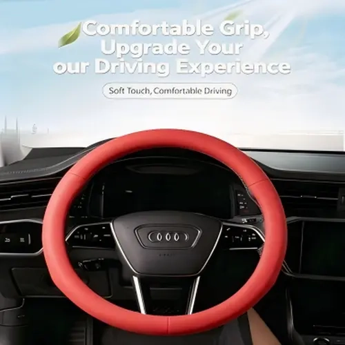 Universal Silicone Steering Wheel Cover, Non-Slip Soft Grip All Season Car Steering Wheel Protector, Breathable Lychee Texture Auto Interior Accessories