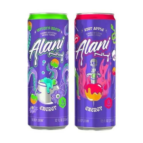 Alani Nu 2-Pack Energy Drink Bundle - Witches Brew Alani, Ruby Flavor, Energy Booster, Low Sugar Drinks Multipack