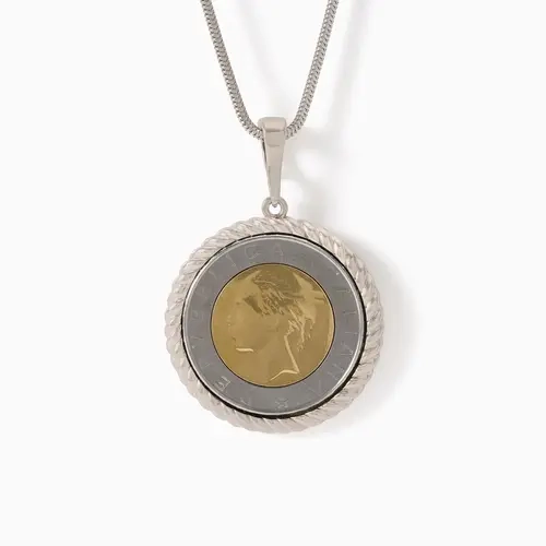David Markstein Bronze 500 Lira Coin Necklace with Adjustable Chain