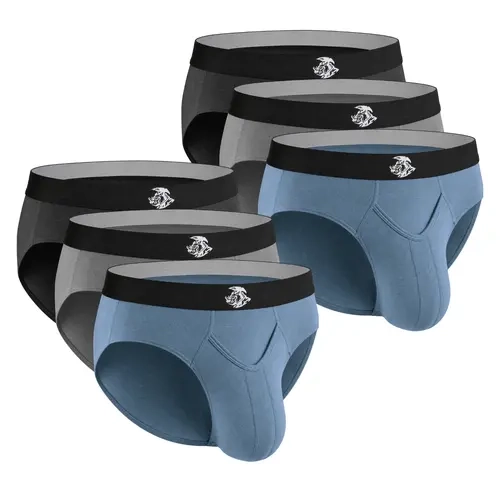 Bamboo Briefs V-Fly 2 Pack (Gray/Black), 4 Pack (2 Black, 1 Gray, 1 Blue), 6 Pack (2 Black, 2 Gray, 2 Blue) Breathable Fabric