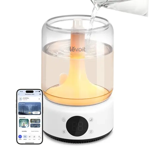 LEVOIT NeoClassic 450S Easy-to-Use Smart Humidifier - 4.2L Top Fill Cool Mist, Mist Diffuser, Automated Misting, Low Noise Oil-Free, Microcomputer Control, App Control, Custom Humidity, Night Light, Baby Safe, US Plug for 432 Ft² Large Room, Mist Diffuser
