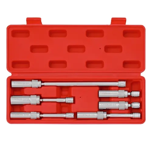 CASOMAN 6PCS CR-V Metal 3/8-In Drive 12-Point Magnetic Grip Swivel Thin Wall Spark Plug Socket Set - 9/16-In, 5/8-In, 13/16-In, 14mm, 4-In, 6-In, 11-In Lengths