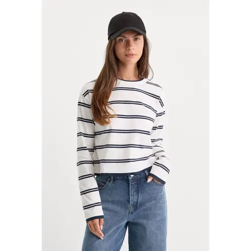 THE LONG SLEEVE LAYERED TEE | NAVY DOUBLE STRIPE