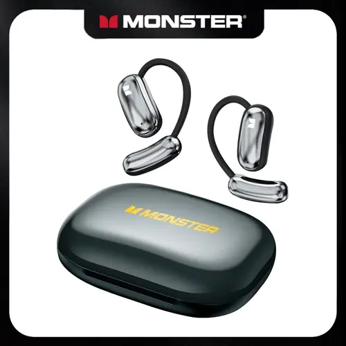 Monster MD16 Open-Ear High Quality Audio Wireless Headphone - Bluetooth 6.0 Ear-Hook, ENC Noise Reduction, Smart App Support, 30H Playtime, IPX5 Waterproof, Charging Compatibility, Lightweight Mobile Everyday Earbuds for Running, Commute,techvibes