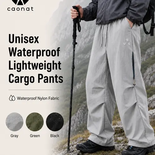CAONAT Unisex Outdoor Hiking Pants for Men & Women, Lightweight Water-Resistant Quick-Dry, Relaxed Fit with Elastic Waist & Adjustable Cuffs, Gorpcore Casual Trousers