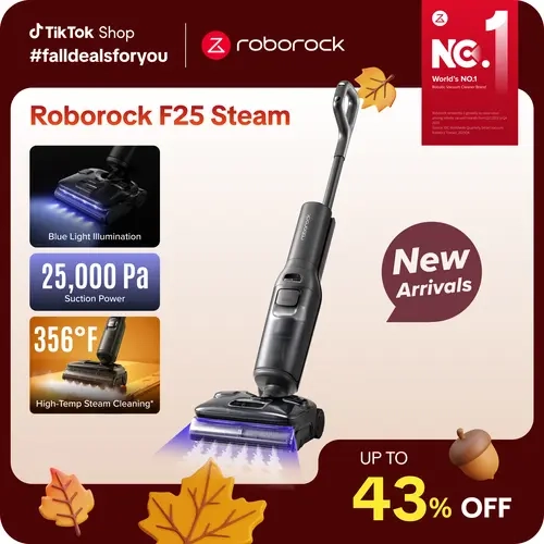 [New Arrival] Roborock F25 series Steam Wet Dry Vacuum Mop, 356°F Cordless Steam Cleaner 25000 Pa Suction for Hard Floor, 203°F Self-Cleaning Electric Mop, 80 Min Long Runtime for Whole-House Cleaning, No Tangle #TechVibes
