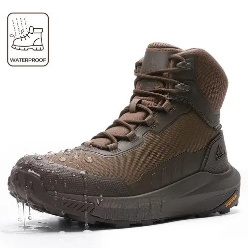 【WATERPROOF】NORTIV 8 Terrascope All-Season Lace-Up High-Top Men's Army Ankle Work Protective Boots - Black, Oxford Fabric, Nylon, Breathable Mesh Lining, Vegan Leather, EVA, ETPU Rubber Outsole, Wedge, for Outdoor & Construction Use,outdoorfun