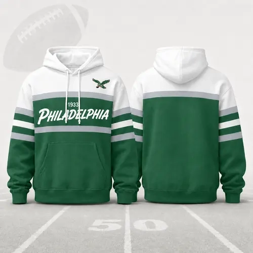 Unisex Football Retro City Letter Hoodie, All Team Color‑Block Striped Hooded Sweatshirt, Long‑Sleeve Casual Top For Sports Game Day And Daily Street Outfits
