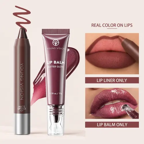 Matte Lip Liner-Dual Pack Makeup Products Kit with Moisturizing Lip Oil, Precise Definition, Moisture Boost Natural Nude Glossy Finish, Holiday Edition Gift
